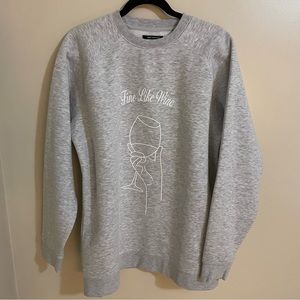 𝅺BRUNETTE the Label Big Sister Crew “Fine Like Wine” Sweatshirt Pebble Grey,